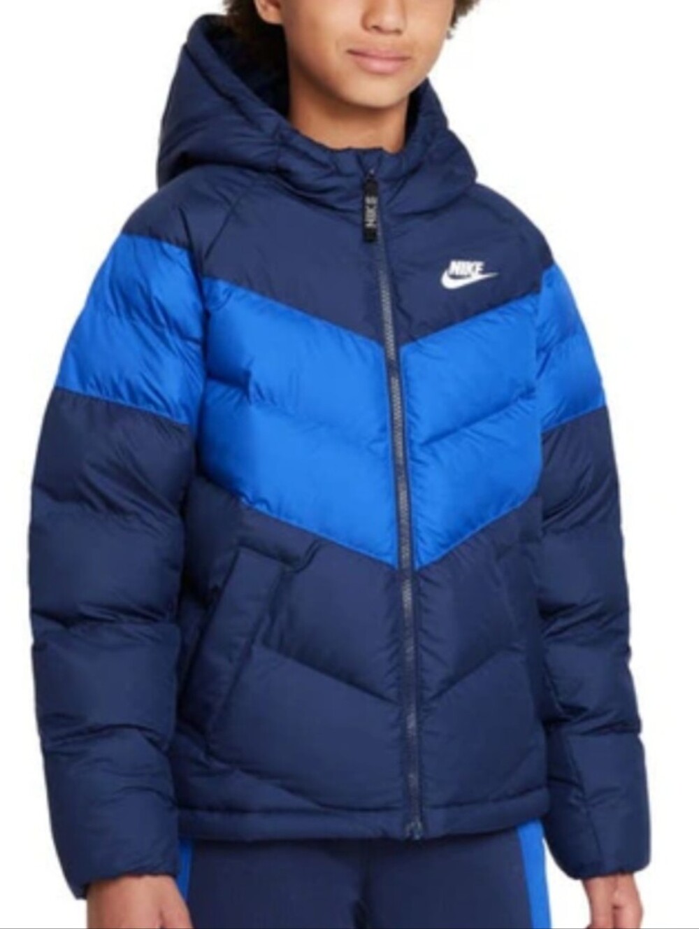 Nike Kids Navy and Royal Blue Puffer Jacket
